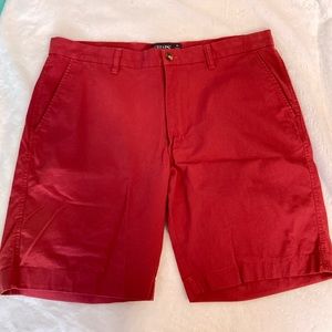 Chaps Red Chino Flat Front Shorts 38" Waist 9" Inseam